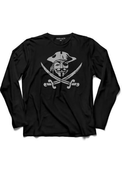 V For Vendetta Mask Maske Freedom Fondos De Uzun Kollu Tişört Baskılı Çocuk T-Shirt