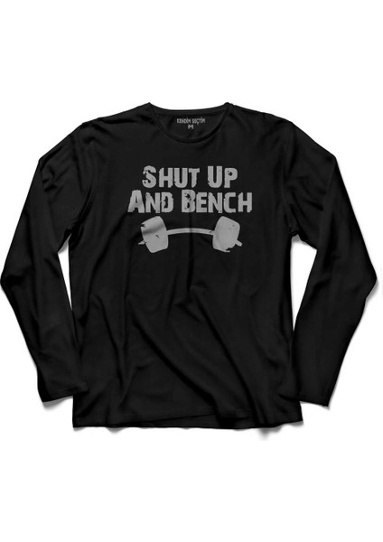 Halter Shut Up And Bench Gym Bodybuılding Uzun Kollu Tişört Baskılı Çocuk T-Shirt