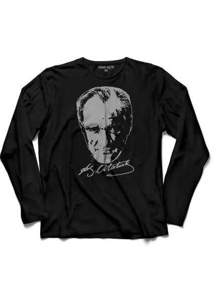 Mustafa Kemal Atatürk Imzası Imza 10 Kasım 2 Uzun Kollu Tişört Baskılı Çocuk T-Shirt