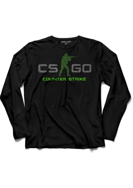Cs Go Logo Csgo Counter Strıke Global Offensıve Uzun Kollu Tişört Baskılı Çocuk T-Shirt