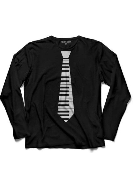 Kravat Piyano Piano Tie Suit Up Uzun Kollu Tişört Baskili Çocuk T-Shirt