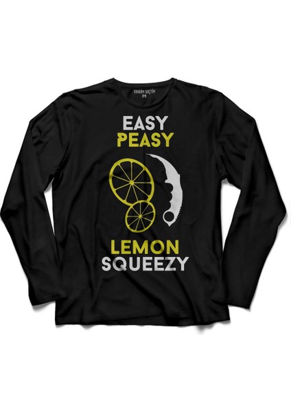 Cs Go Peasy Lemon Squeezy Counter Strıke Limon Uzun Kollu Tişört Baskılı Çocuk T-Shirt