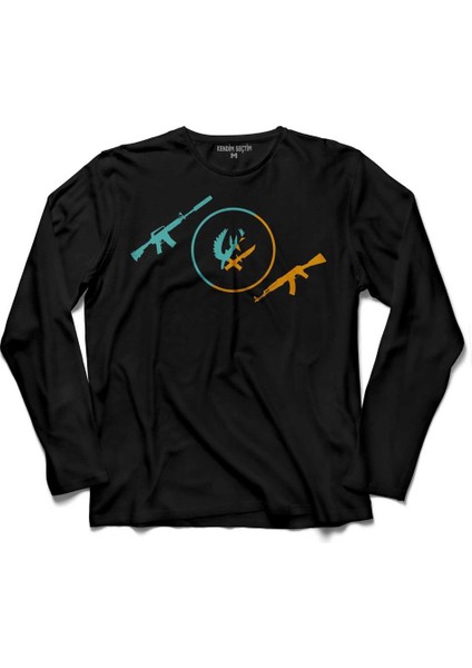 Csgo Kanas Keleş Kalaşnikof Counter Strıke 3 Uzun Kollu Tişört Baskılı Çocuk T-Shirt