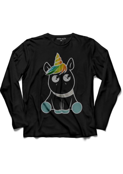 Bebek Unıcorn Unıcornıons Tek Boynuzlu At Uzun Kollu Tişört Baskılı Çocuk T-Shirt