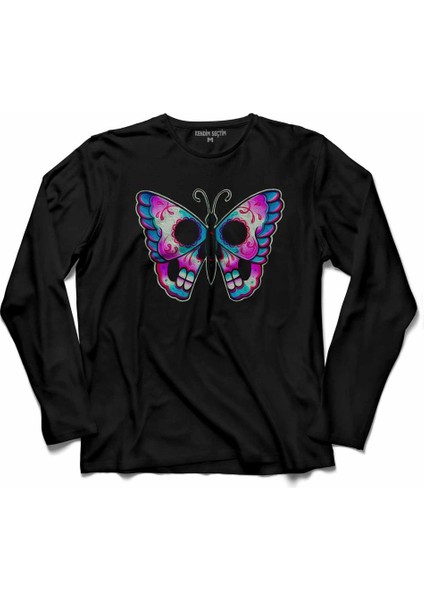 Butterfly Kelebek Tasarım Uzun Kollu Tişört Baskılı Çocuk T-Shirt