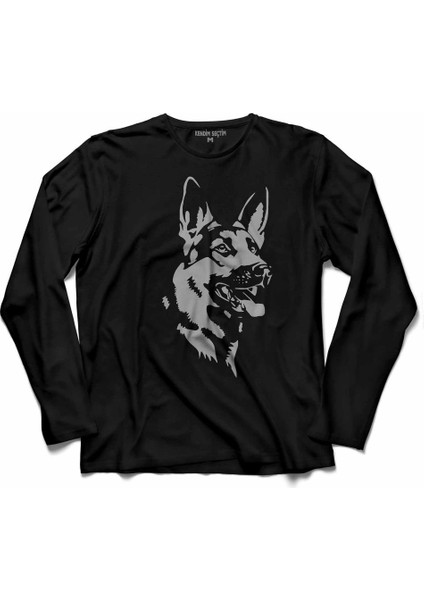 German Shepherd Alman Kurdu Polıce Dog Uzun Kollu Tişört Baskılı Çocuk T-Shirt