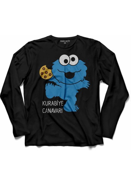 Cookıe Kurabiye Canavarı Susam Sokağı Uzun Kollu Tişört Baskılı Çocuk T-Shirt