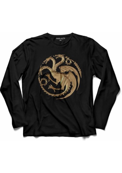 Game Of Thrones House Targaryen Uzun Kollu Tişört Baskılı Çocuk T-Shirt