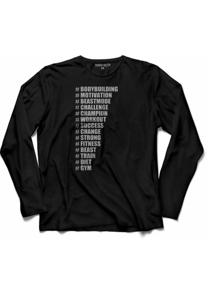 Bodybuılding Motıvatıon Vücut Geliştirme Halter Uzun Kollu Tişört Baskılı Çocuk T-Shirt