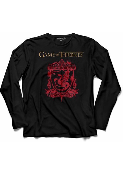 Game Of Thrones Fıre And Blood House Targaryen 2 Kollu Tişört