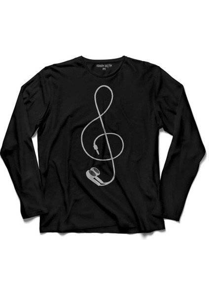 I Love Music Sol Anahtarı Kulaklık Walkman 2 Uzun Kollu Tişört Baskılı Çocuk T-Shirt