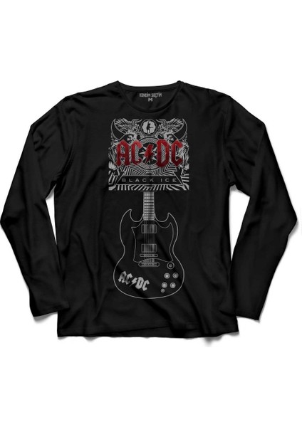 Ac Dc Black Ice Guıtar Gitar Alternatif Akım Uzun Kollu Tişört Baskılı Çocuk T-Shirt