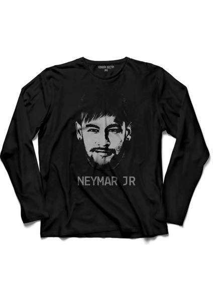 Neymar 10 Jr Da Sılva Silüet Santos Psg Uzun Kollu Tişört Baskılı Çocuk T-Shirt