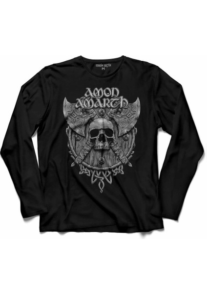 Amon Amarth Skull Logo Kuru Kafa Uzun Kollu Tişört Baskılı Çocuk T-Shirt