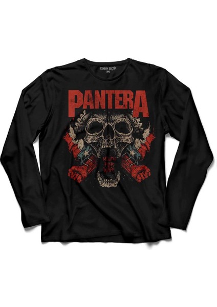 Pantera Skull Kuru Kafa Groove Heaavy Metal Uzun Kollu Tişört Baskılı Çocuk T-Shirt