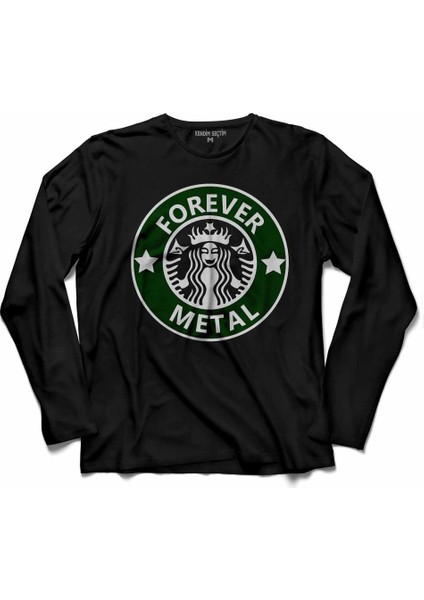 Forever Metal Starbucks Coffee Logo 2 Uzun Kollu Tişört Baskılı Çocuk T-Shirt