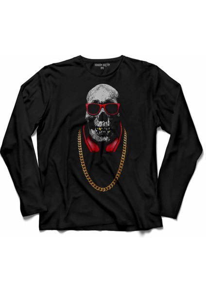 Hip Hop Dance Pırate Skull Kuru Kafa Uzun Kollu Tişört Baskılı Çocuk T-Shirt
