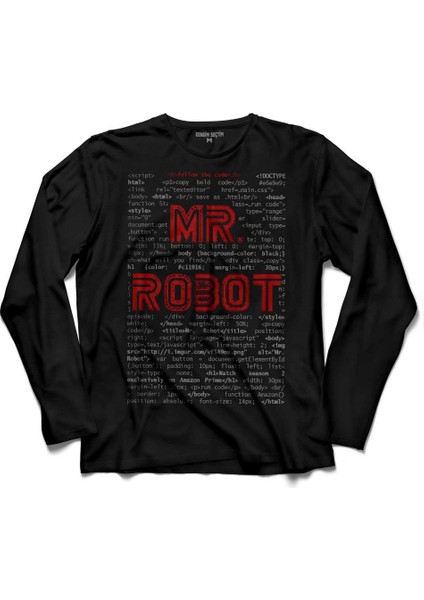 Mr. Mr Robot Who Is Fsocıety Code Ben Robot Uzun Kollu Tişört Baskılı Çocuk T-Shirt
