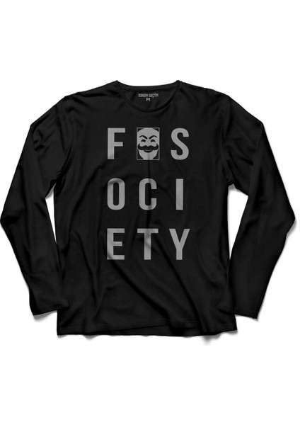 Mr. Mr Robot Who Is Fsocıety Ben Robot Uzun Kollu Tişört Baskılı Çocuk T-Shirt