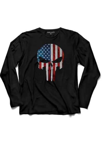 The Crazy Punısher Cezalandırıcı Frank Castle 2 Uzun Kollu Tişört Baskılı Çocuk T-Shirt