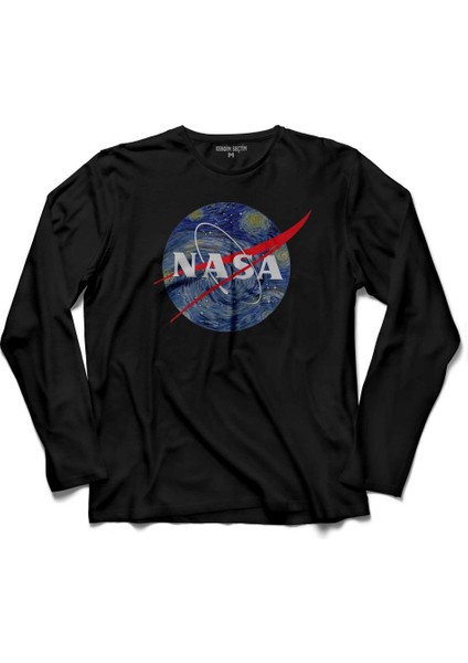 Nasa Uzay Cosmos Logolu Uzun Kollu Tişört Baskılı Çocuk T-Shirt