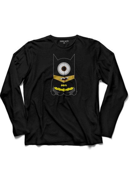 Minyonlar Mınnıons Batman Süper Kahraman Hero Uzun Kollu Tişört Baskılı Çocuk T-Shirt