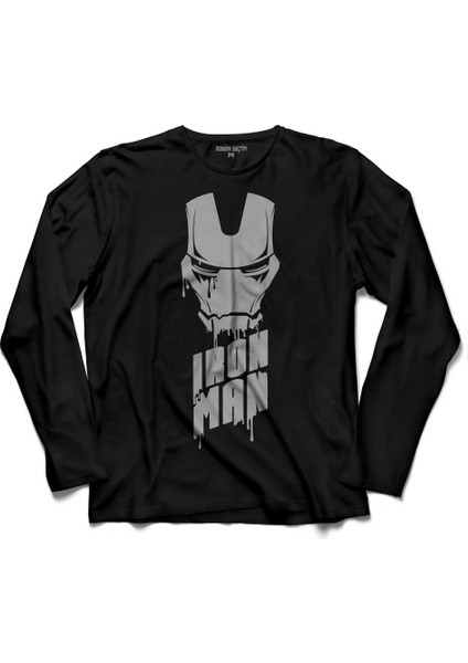 Iron Man Head Skull Kafa Emir Adam Uzun Kollu Tişört Baskılı Çocuk T-Shirt