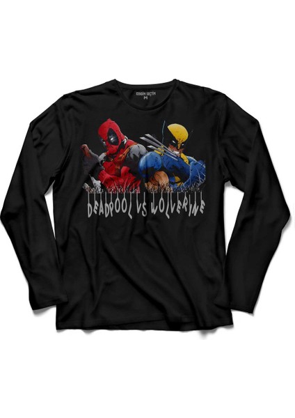 Marvel Deadpool Vs And Wolverıne Uzun Kollu Tişört Baskılı Çocuk T-Shirt
