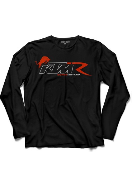 Ktm Ready To Race Supermotard Motosiklet Logo Uzun Kollu Tişört Baskılı Çocuk T-Shirt