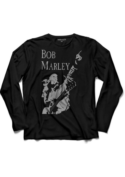 Reggae Bob Marley Gitar Sahne Müzik Kralı Uzun Kollu Tişört Baskılı Çocuk T-Shirt