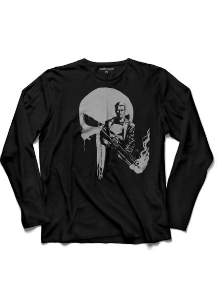 The Crazy Punısher War Cezalandırıcı Logo Uzun Kollu Tişört Baskılı Çocuk T-Shirt