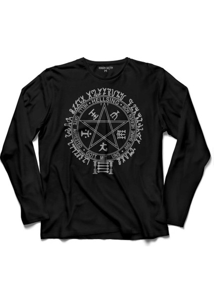 Pentagram Hellsing One Pıece Naruto Anıme Uzun Kollu Tişört Baskılı Çocuk T-Shirt