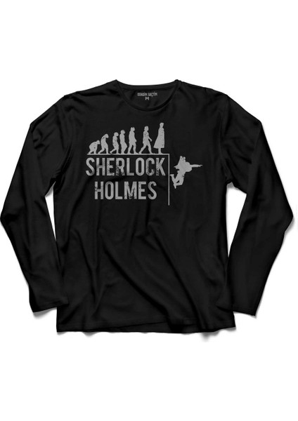 Sherlock Holmes Evrim The Evolutıon Of Man Uzun Kollu Tişört Baskılı Çocuk T-Shirt