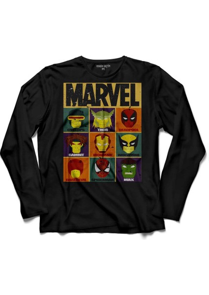 Spıderman Iron Man Thor Hulk Deadpool Uzun Kollu Tişört Baskılı Çocuk T-Shirt