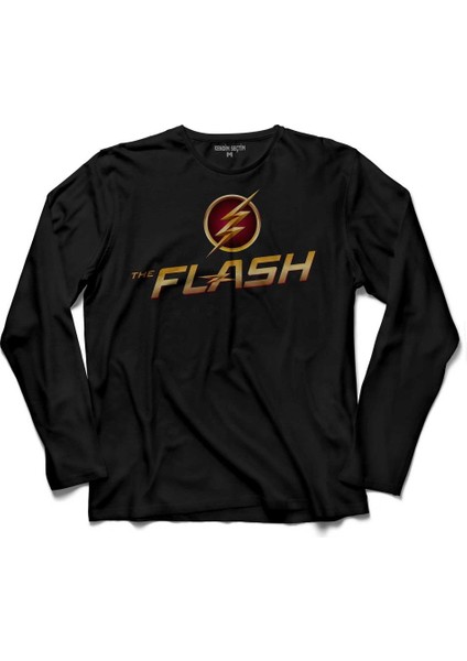 The Flash Logo 3 Uzun Kollu Tişört Baskılı Çocuk T-Shirt