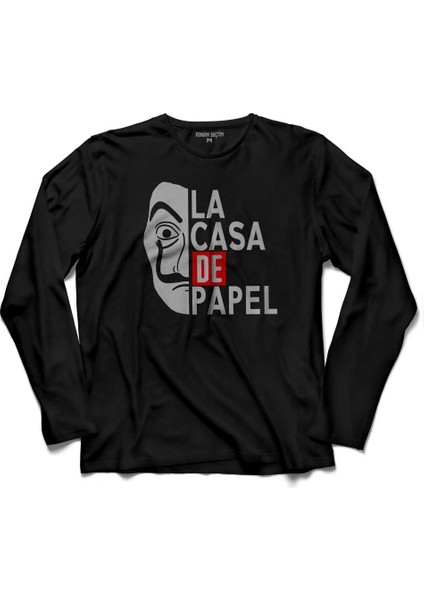 La Casa De Papel Lacasa Half Face Yarım Yüz Uzun Kollu Tişört Baskılı Çocuk T-Shirt