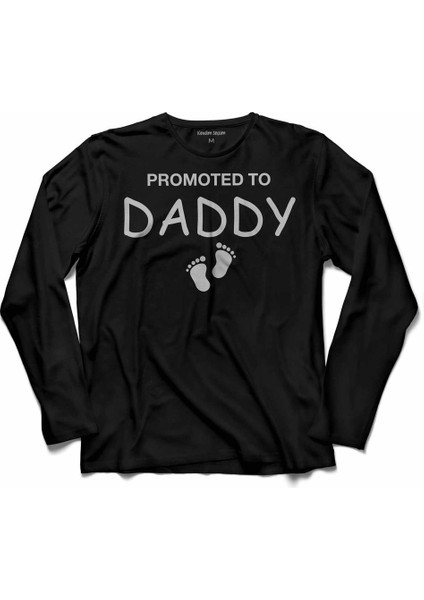 Promoted To Daddy Baba Oldum Yeni Doğan Uzun Kollu Tişört Baskılı Çocuk T-Shirt