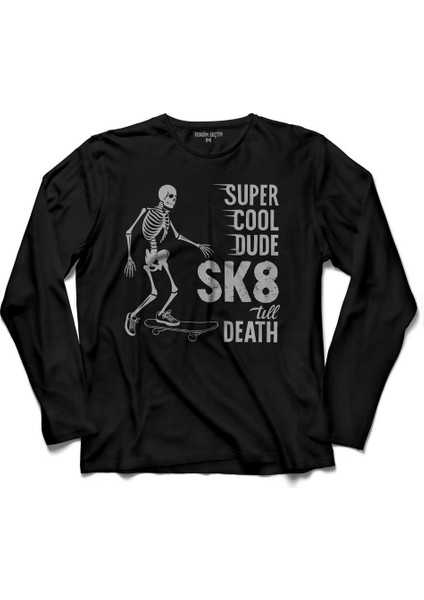 Kaykay Skateboarding Kuru Kafa Death Kay Kay Sporu Kollu Tişört