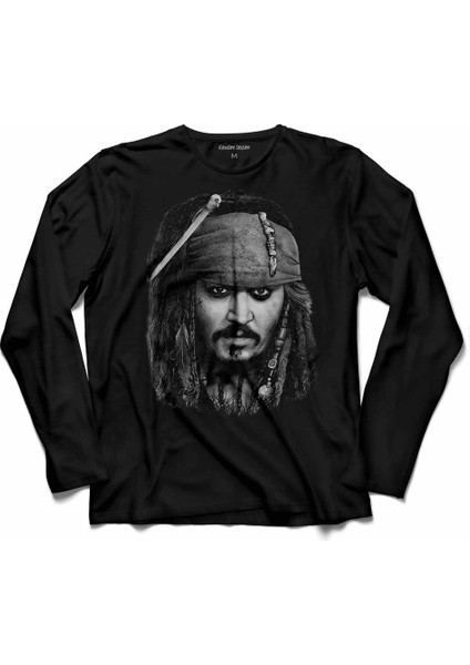Johnny Depp Jack Sparrow Karayip Korsanları Uzun Kollu Tişört Baskılı Çocuk T-Shirt
