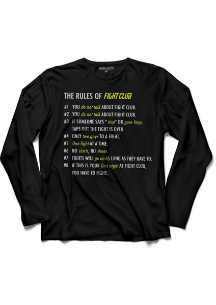 The Rules Of Fıght Club Dövüş Kulübü. Kuralları Uzun Kollu Tişört Baskılı Çocuk T-Shirt
