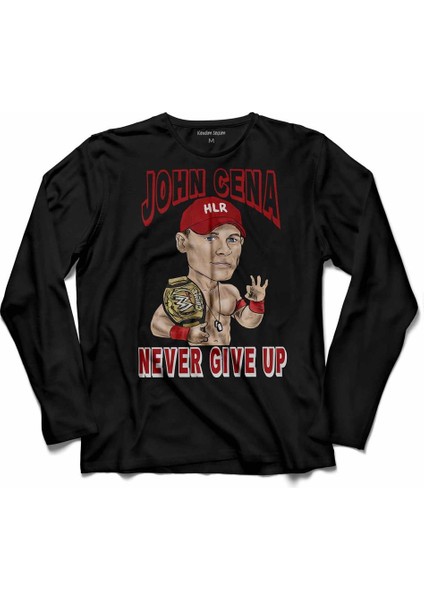 John Cena Never Gıve Up Wwe Amerikan Güreşi Uzun Kollu Tişört Baskılı Çocuk T-Shirt