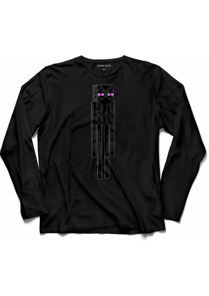 Mınecraft Enderman Ender Man Uzun Kollu Tişört Baskılı Çocuk T-Shirt