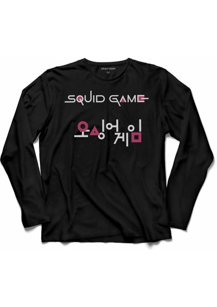 Squıd Game Red Green Lıght Kırmızı Yeşil Işık Uzun Kollu Tişört Baskılı Çocuk T-Shirt