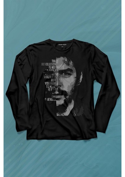 Metal Poster Ernosto Che Guevara Hafl Face Yarım Yüz Uzun Kollu Tişört Baskılı Çocuk T-Shirt