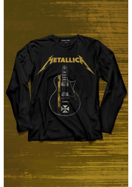 Metallica Iron Cross Gitar Uzun Kollu Tişört Baskılı Çocuk T-Shirt
