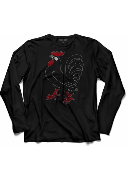 Çilli Horoz Tavuk Hayvanlar Uzun Kollu Tişört Baskılı Çocuk T-Shirt