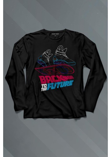 Back To The Future Geleceğe Dönüş Uçan Kaykay Uzun Kollu Tişört Baskılı Çocuk T-Shirt