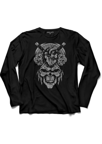 Vıper Logos Skull Kuru Kafa Skeleton Uzun Kollu Tişört Baskılı Çocuk T-Shirt