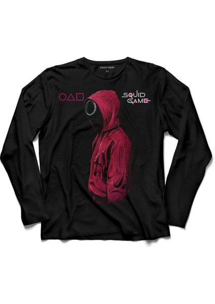 Squıd Game Red Green Lıght Kırmızı Yeşil Işık Uzun Kollu Tişört Baskılı Çocuk T-Shirt