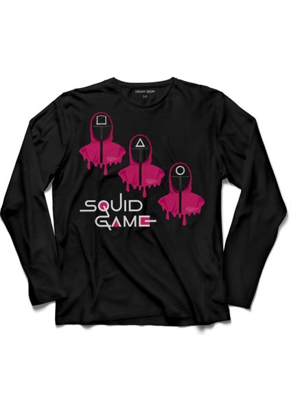 Squıd Game Red Green Lıght Kırmızı Yeşil Işık Uzun Kollu Tişört Baskılı Çocuk T-Shirt